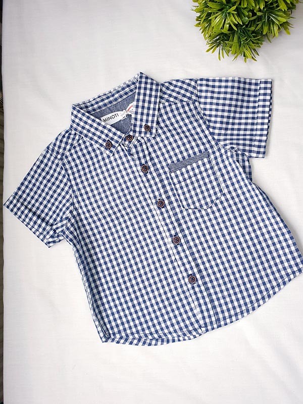 Minoti Navy check Shirt