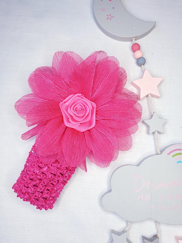 Cerise pink flower headband