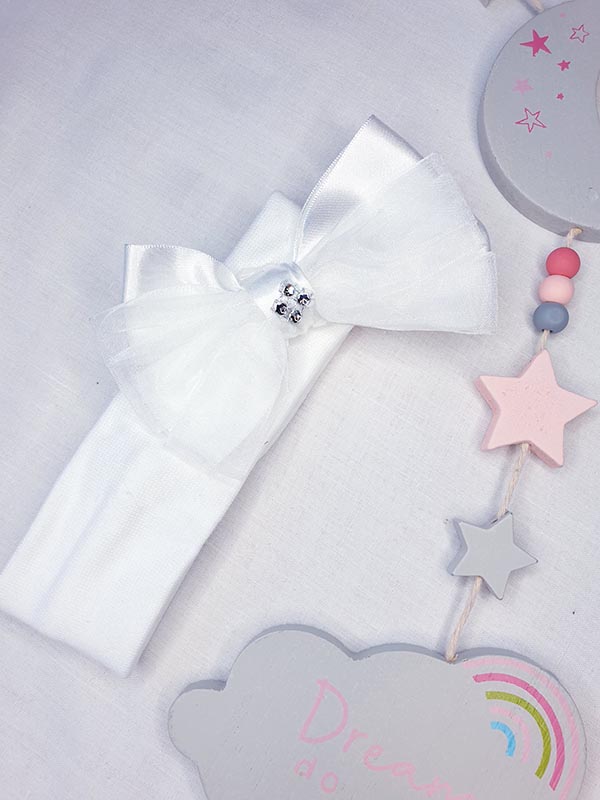 White headband with bow