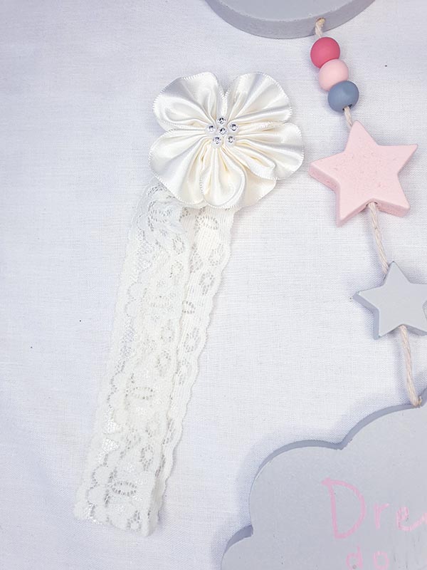 Cream lace headband with flower