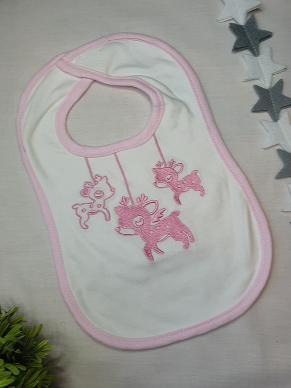 White and pink bib