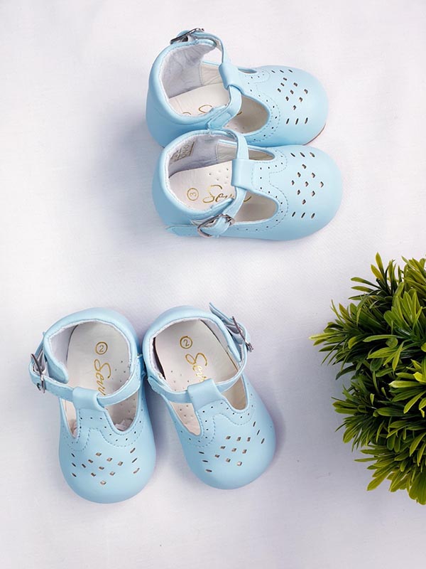 Pale blue leatherette boys shoes