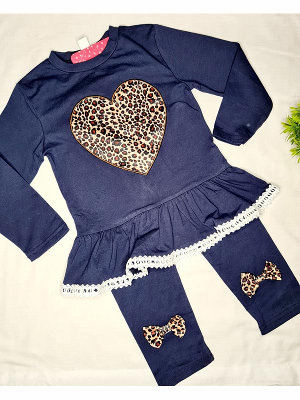 Navy & leopard print 2 piece legging set.