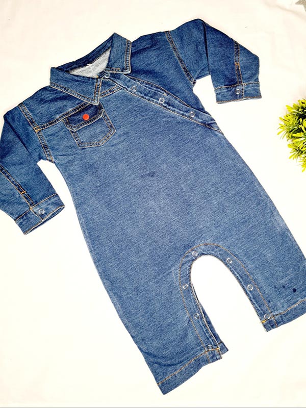 Denim long sleeved jumpsuit