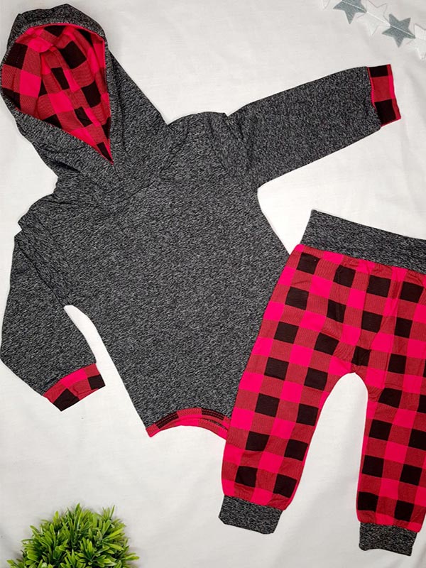 Two piece plaid bodysuit & trousers